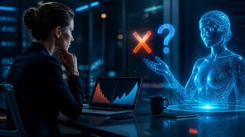 AI στη δουλειά: επαγγελματίας συζητά με AI βοηθό που διαφωνεί με την ιδέα της